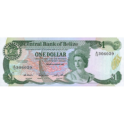 1987 - Belize P46c 1 Dollar banknote