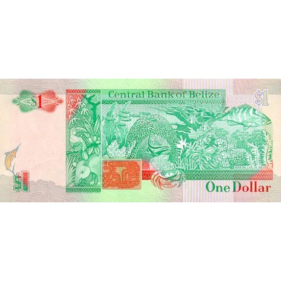 1990 - Belize P51 1 Dollar banknote 1990 - Belize P51 1 Dollar banknote