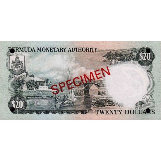 1984 - Bermuda P31cs 20 Dollars banknote Specimen 1984 - Bermuda P31cs 20 Dollars banknote Specimen