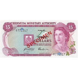 1978 - Bermuda P29as 5 Dollars banknote Specimen