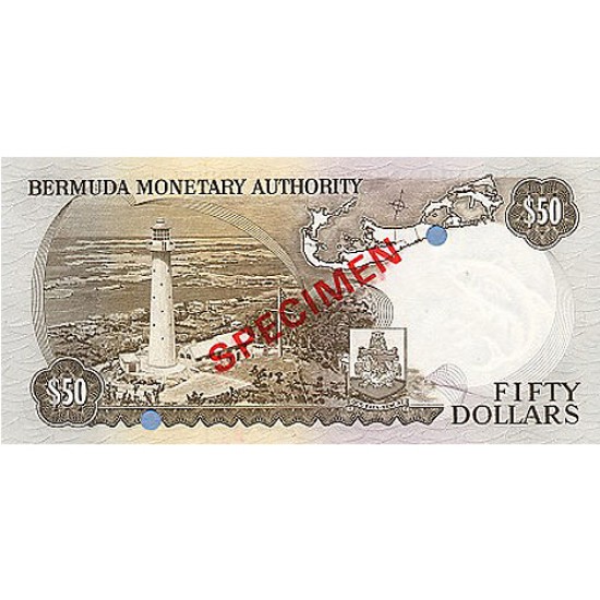 1978 - Bermuda P32bs 50 Dollars banknote Specimen 1978 - Bermuda P32bs 50 Dollars banknote Specimen