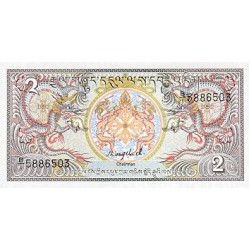 1986 - Bhutan PIC13     2 Ngultrum  banknote