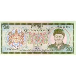 1992 - Bhutan PIC 16b 20 Ngultrum banknote