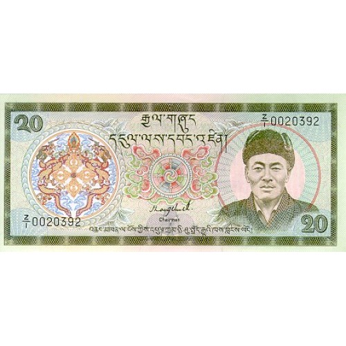 1992 - Bhutan PIC16b     20 Ngultrum  banknote
