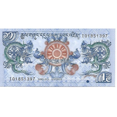 2013 - Bhutan 1 Ngultrum banknote PIC 27b UNC 2013 - Bhutan 1 Ngultrum banknote PIC 27b UNC