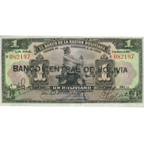 1929 - Bolivia P112 1 Boliviano banknote