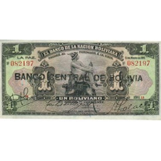 1929 - Bolivia P112 1 Boliviano banknote 1929 - Bolivia P112 1 Boliviano banknote