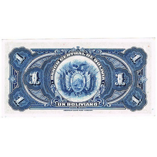 1928 - Bolivia P118 1 Boliviano banknote 1928 - Bolivia P118 1 Boliviano banknote