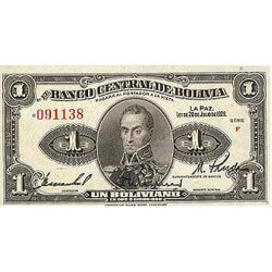 1928 - Bolivia P119 1 Boliviano banknote