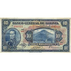 1928 - Bolivia P121 billete de 10 Bolivianos