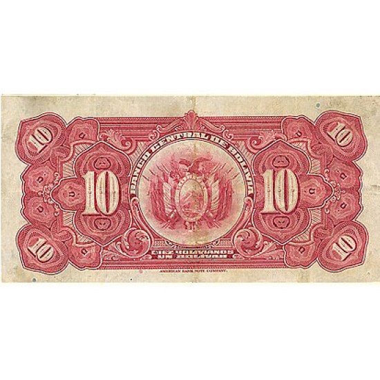 1928 - Bolivia P121 10 Bolivianos banknote 1928 - Bolivia P121 10 Bolivianos banknote