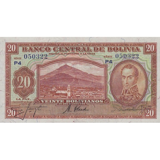 1928 - Bolivia P122 20 Bolivianos banknote 1928 - Bolivia P122 20 Bolivianos banknote