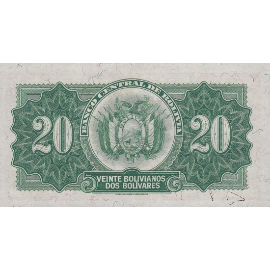 1928 - Bolivia P122 20 Bolivianos banknote 1928 - Bolivia P122 20 Bolivianos banknote