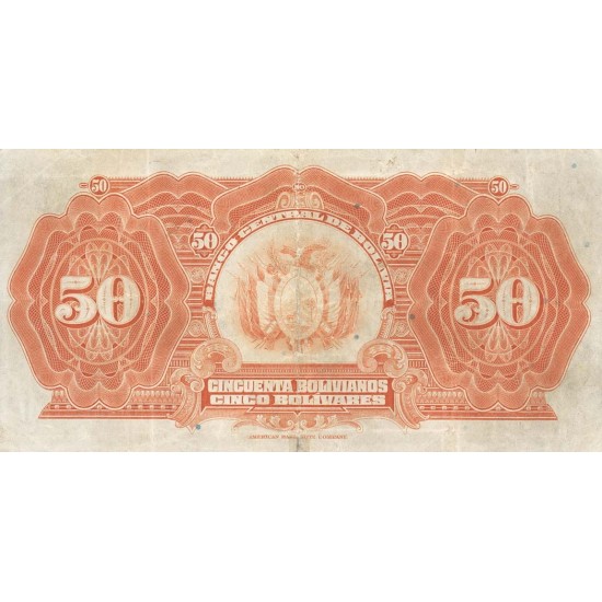 1928 - Bolivia P124 50 Bolivianos banknote 1928 - Bolivia P124 50 Bolivianos banknote
