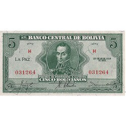 1928 - Bolivia P129 billete de 5 Bolivianos