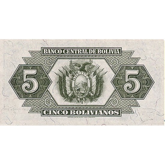 1928 - Bolivia P129 5 Bolivianos banknote 1928 - Bolivia P129 5 Bolivianos banknote