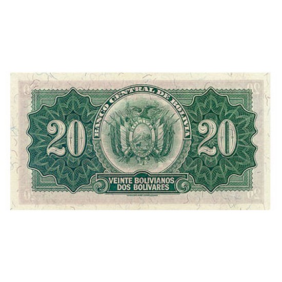 1928 - Bolivia P131 20 Bolivianos banknote 1928 - Bolivia P131 20 Bolivianos banknote