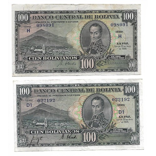 1928 - Bolivia P133 100 Bolivianos banknote XF