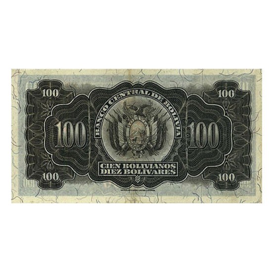 1928 - Bolivia P133 100 Bolivianos banknote 1928 - Bolivia P133 100 Bolivianos banknote