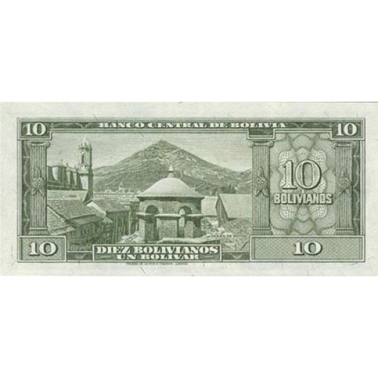 1952 - Bolivia P139b 10 Bolivianos banknote 1952 - Bolivia P139b 10 Bolivianos banknote