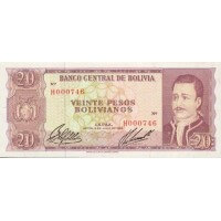 1962 - Bolivia P161 20 Pesos Bolivianos  banknote