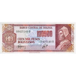 1984 - Bolivia P171a billete de 100.000 Pesos Bolivianos