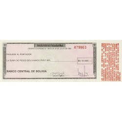 1982 - Bolivia P173a 10.000 Bolivian  Pesos  banknote
