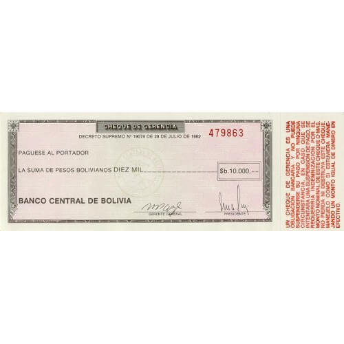 1982 - Bolivia P173a billete de 10.000 Pesos Bolivianos