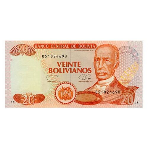 1997 - Bolivia P205c billete de 20 Bolivianos