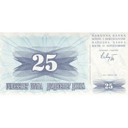 1992 -  Bosnia Herzegovina PIC 11a  billete de 25 Dinara