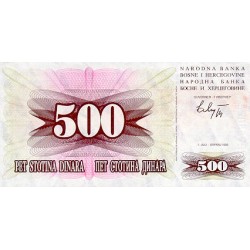 1992 - Bosnia Herzegovina PIC 14a 500 Dinara banknote