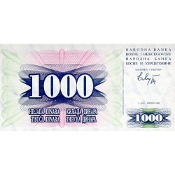 1992 - Bosnia Herzegovina PIC 15a   1.000 Dinara banknote