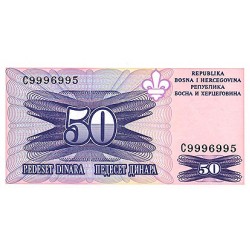 1995 -  Bosnia Herzegovina PIC 47 billete de 50 Dinara