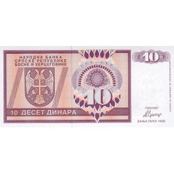 1992 -  Bosnia Herzegovina PIC 133a billete de 10 Dinara