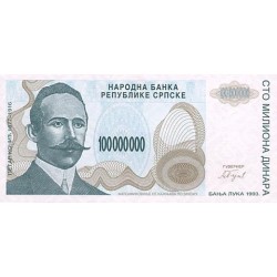 1993 - Bosnia Herzegovina PIC 157a billete de 100 M. Dinara