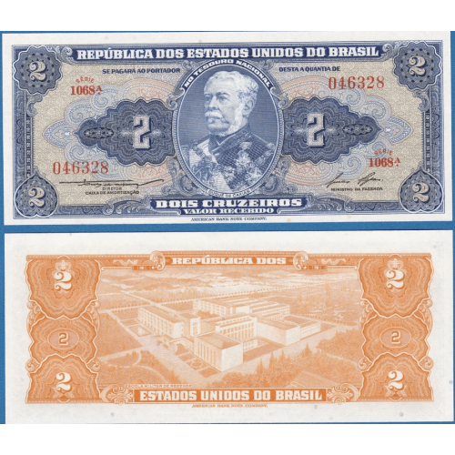 1954/8 - Brasil P151b billete de 2 Cruzeiros