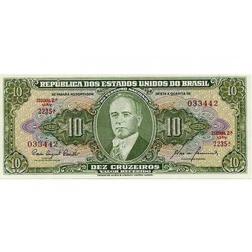 1953/60 - Brasil P159c billete de 10 Cruzeiros