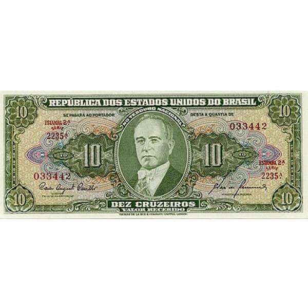 1960 - Brazil P159c 10 Cruceiros  banknote