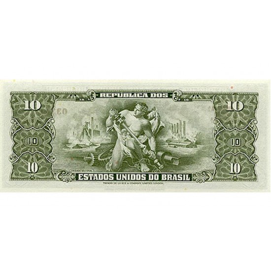 1960 - Brazil P159c 10 Cruceiros banknote 1960 - Brazil P159c 10 Cruceiros banknote