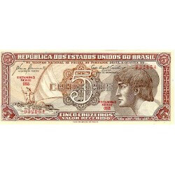 1961 - Brazil P166a 5 Cruceiros  banknote