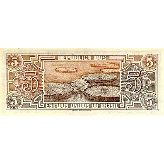 1961 - Brazil P166a 5 Cruceiros banknote 1961 - Brazil P166a 5 Cruceiros banknote