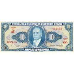 1961 - Brasil P167a billete de 10 Cruzeiros