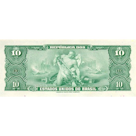 1961 - Brazil P167a 10 Cruceiros banknote 1961 - Brazil P167a 10 Cruceiros banknote