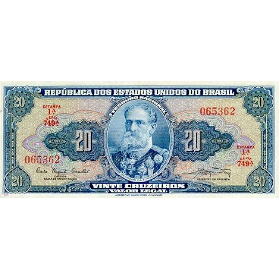 1963 - Brazil P168b 20 Cruceiros banknote 1963 - Brazil P168b 20 Cruceiros banknote