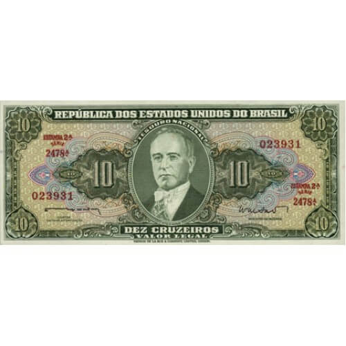 1964 - Brazil P176d 5 Cruzeiros banknote
