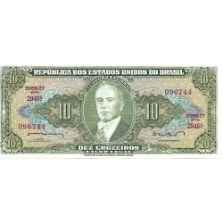 1962 - Brasil P177a billete de 10 Cruzeiros 1962 - Brasil P177a billete de 10 Cruzeiros
