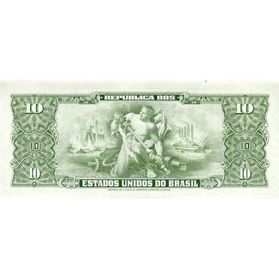1967 - Brazil P183b 1 centavo on 10 Cruceiros banknote 1967 - Brazil P183b 1 centavo on 10 Cruceiros banknote