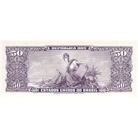 1967 - Brazil P184b 5 centavos on 50 cruceiros banknote 1967 - Brazil P184b 5 centavos on 50 cruceiros banknote