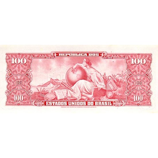 1967 - Brazil P185a 10 centavos on 100 Cruceiros banknote 1967 - Brazil P185a 10 centavos on 100 Cruceiros banknote