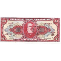 1966 - Brazil P185a 10 centavos on 100 Cruzeiros banknote